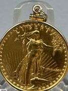 1/2 oz $25 Gold American Eagle Coin in 14K Bezel.