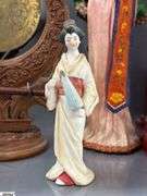 Chinese Dinner Gong, Figurines, Fans, Doll In Case 11"