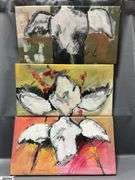 3 Alummoa Zumigo Winged Figures #7, 9, & 12 Mixed Media and Oil Canvas Each Measures 25x13.5"