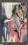 Alummoa Zumigo Equine #3, Mixed Media and Oil Painting On Canvas 35x56"
