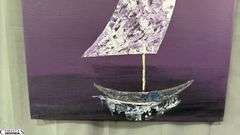 Samuel Tinoco Midnight Sailing, Purple Background Acrylic Painting On Canvas 35x56"