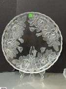4 Riccardo and Studio Nova Crystal Rose Motif Serving Pieces - 14" of largest