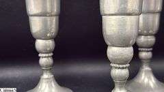 Lunt Silversmith Pewter Decanter With 6 Stems, Some Dents and Wear, Decanter 8.5"