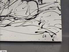 6 pcs Horse and Figural Abstracts, Black Acrylic Paint on White Canvas by Luis Espinoza Each Measure 18x14"