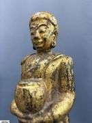 6 Southeast Asian Gilt Wood Buddhas Some Wear Tallest 17.5"