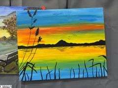 10 Painting Party Canvases, Park Bench, and Other Landscape Scenes Each Measures 16x20"