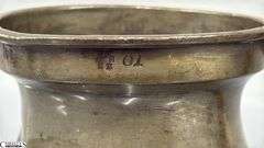 4 J. Abbot Pewter Tankards Some Dents, Tallest 6"