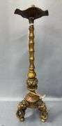 Bronze Eastern Europe Candle Holder With Lotus Pad and Frog 17"