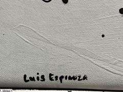 2 Black Acrylic Paint on White Canvas Body Portraits, Figure #14 & 15 Signed Luis Espinoza Measures 27x22"