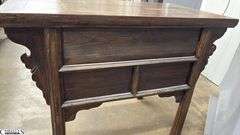 Chinese Carved Three Drawer Table 42.5x24x32.5" Tall Does Have Some Wear From Age