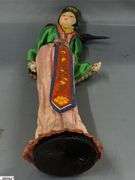 Chinese Dinner Gong, Figurines, Fans, Doll In Case 11"