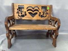 Wooden Childs Bench 19"x17" Tall, Doll Rocker Some Damage, Shelves
