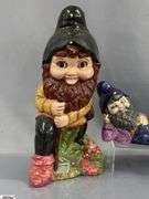 7 Garden Gnomes Tallest 17", Some Concrete Filled, One Composite, Some Chips and Wear