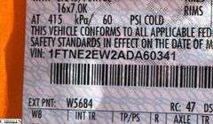 2010  FORD  E-250 • Towed • Will Jump Start But Runs Extremely Rough • Driver‘s door handle broken will not open