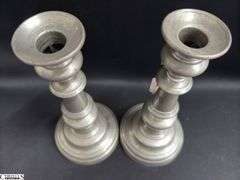 2 Pair of Pewter Candle Sticks, One Pair Marked Colonial Cast Co Tallest 9"
