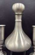 Lunt Silversmith Pewter Decanter With 6 Stems, Some Dents and Wear, Decanter 8.5"