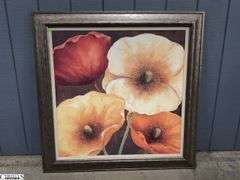 3 Floral Motif Wall Art, Largest 44"x43"