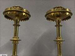 Pair of Brass Church Candle Holders 7.25"