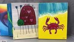 13 youthful Painting Party Canvases, Dolphins, Crabs, Octopus, Whales, Each Measure 11x14"