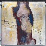Alummoa Zumiga Abstract Nude #4, Mixed Media and Oil on Canvas, Signed 57x55"