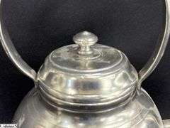 3pcs Pewter Tea Pot, Candle Holder, 1/2 Pint Mug Tallest 7.5"