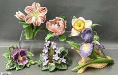 6 Porcelain Flowers - Lenox and Andrea by Sadek - 7.5" of largest