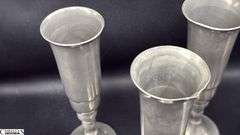 Lunt Silversmith Pewter Decanter With 6 Stems, Some Dents and Wear, Decanter 8.5"