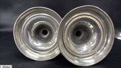 2 Pair of Silver Early English Candle Sticks, 2 Still Have Push Up, Tallest 10"