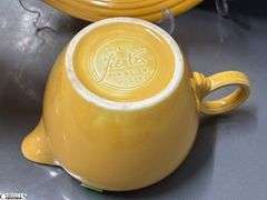 11pcs Fiesta Yellow Dishes - Charger Platters, Large Disk Pitcher, Saucers, Plate, 2 Pint Pitcher- 14" of largest