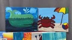 13 youthful Painting Party Canvases, Dolphins, Crabs, Octopus, Whales, Each Measure 11x14"