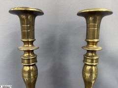 4pcs, 2 Pair of Brass Candle Sticks, Tallest 10", Shorter Pair Are Marked Stiffel