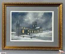 "To Evensong Through The Snow" St David's Cathedral Original Artwork By Graham H. Hadlow Measures 21x17"