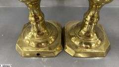 4 Brass Candle Sticks, Tallest 12" One is Loose