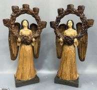 Pair of Angel Five Flame Candle Holders 16" Tall