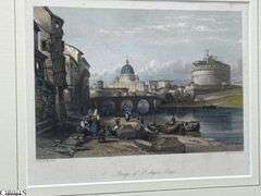 2pcs Framed Prints,  Ponte Sant'Angelo, Italy and Parliament Hill in Ottawa, Canada Largest 16"x18"