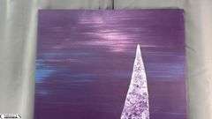 Samuel Tinoco Midnight Sailing, Purple Background Acrylic Painting On Canvas 35x56"