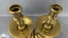 4 Brass Candle Sticks, Victorian Push Up Style Tallest 11.5"