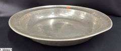 Pewter Basin Bowl Has Mark That is Slightly Worn Off 16" Across 2.5" Tall