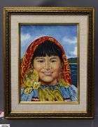 Oil Painting On Canvas Signed E. Shaw 2005 Native American Girl 12x15 Frame, Art Work 8.5x11"