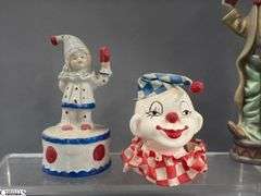 Clown Collectibles, and Figurines Marked Japan, Hong Kong, Music Boxes, Planter, Tallest 10"