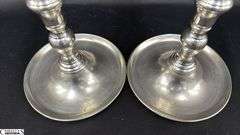 Pair of Pewter Whale Oil Clocks 13.5"