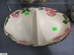 Franciscan Desert Rose Platter, Divided Dish, Salt and Pepper, Cream and Sugar, Butter Dish, Stand - 14" of platter - 10pcs