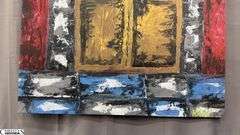Jorge Hagg Door, Red Background With Tan Door, Acrylic Painting On Canvas 35x56"