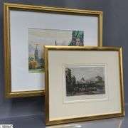 2pcs Framed Prints,  Ponte Sant'Angelo, Italy and Parliament Hill in Ottawa, Canada Largest 16"x18"