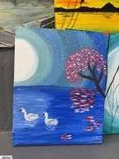 10 Painting Party Canvases, Park Bench, and Other Landscape Scenes Each Measures 16x20"