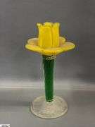 Glass Flower Stems, Etched Vase and Basket Tallest 19"