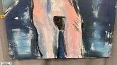 Alummoa Zumigo Abstract Nude Mixed Media and Oil Painting On Canva Measures 35.5x56.5"