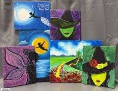 6 Painting Party Canvases, Emerald City, Witch, Peter Pan, Tink Largest 16x20"