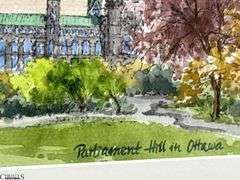 2pcs Framed Prints,  Ponte Sant'Angelo, Italy and Parliament Hill in Ottawa, Canada Largest 16"x18"