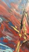 Antonio Garcia Red Boats #2, Acrylic Painting on Canvas, Measures 35x56"